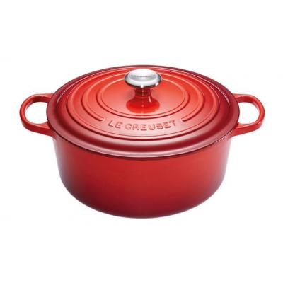 LE CREUSET BRAAD/STOOFPOT 22CM ROOD