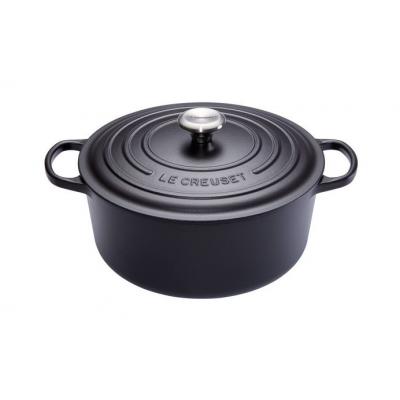 LE CREUSET BRAAD/STOOFPOT 22CM MAT ZWART