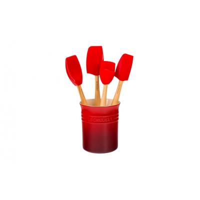 LE CREUSET SPATELPOT + 4 SPATELS ROOD